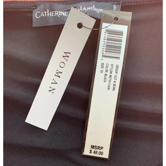 Catherine Malandrino Plus 3X Solid Black Draped Neck Sleeveless Blouse - Picture 6 of 6